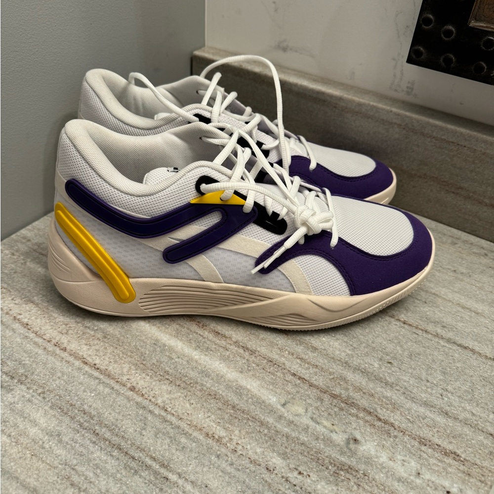 Puma TRC Blaze White and Purple Sneakers Mens Size 11 $40